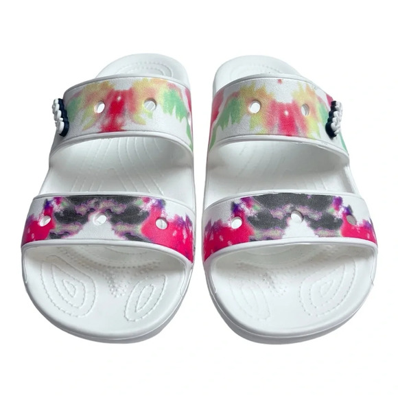 Classic Crocs Tie‎ Dye Graphic Sandal White/Multi Relaxed Fit M8/W10 Unisex - Picture 3 of 8